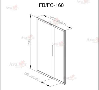 Душевая дверь в нишу AvaCan FB 140-160 MT чёрный